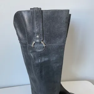 Frye Jamie Ring Tall Distressed Black Leather Riding Boots Size Women's 9 thumbnail 7