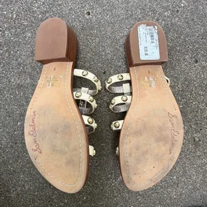 Sam Edelman Women Ivory Leather Studded Cage Slide Sandals Cork Block Heel Sz 8 thumbnail 10
