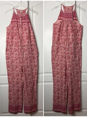Faherty Adella Floral Jumpsuit Pink Organic Cotton Size Medium NWOT thumbnail 5