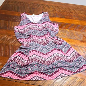 French Grey Womens L Pink Chevron Knit V Neck Dress thumbnail 2