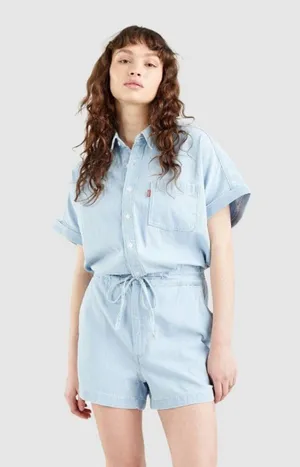 NWT LEVIS Roomy Overalls Romper Female Levis Light Jeans Color thumbnail 3