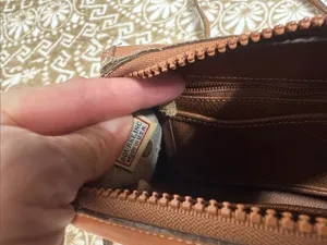 Dooney & Bourke 80s Taupe Pebbled Leather Crossbody with Tan Trim thumbnail 13
