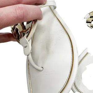 Tory Burch Miller Ivory Leather Logo Medallion Flat Sandals Size 9.5 thumbnail 6