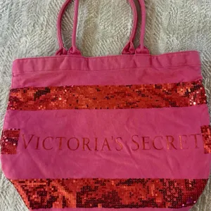 Victoria’s Secret Hot Pink W/Red Sequins Tote Bag Large thumbnail 1