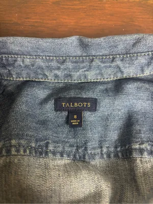 Talbots Denim Shirt Dress Size 8 Sleeveless Button Front Utility Y2K thumbnail 3