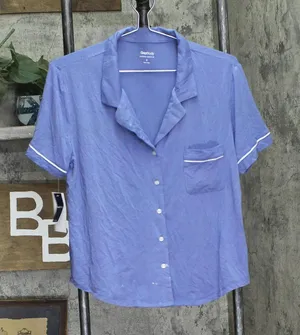 Gap Body Womens Notched-Collar Short Pajama Shirt G1294XCVMA Navy Blue S thumbnail 1