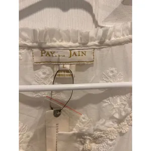 Payal Jain Anthropologie‎ Ivory Embroidered Eyelet Cotton Blouse NWT Large Boho thumbnail 5