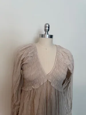 Cream Vneck Maxi Dress Tan Size XL thumbnail 2