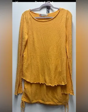 Free People FP beach Cabo sweater knit lettuce hem top and skirt set. Size XL thumbnail 1
