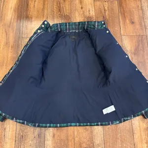 J. Crew Womens Puffer Jacket Size Small Green Tartan Plaid Zip Front (NO BELT) thumbnail 4