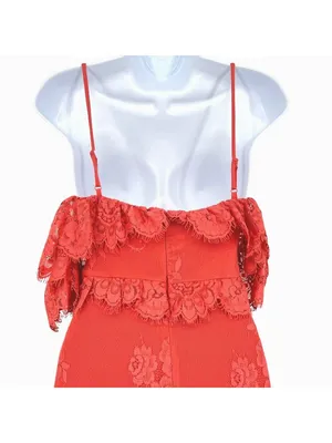 Lovers + Friends Blake Lace Ruffle Rose Pink Midi Dress Size XS Romantic Boho thumbnail 5