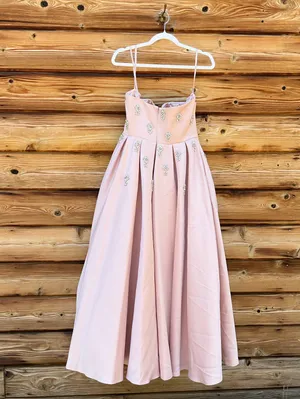 MAC DUGGAL Pink Size 8 Strapless Crystal Embellished Satin A-Line Dress Gown thumbnail 11