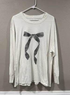 Aerie Long Sleeve Tee with Black Bow Graphic thumbnail 1