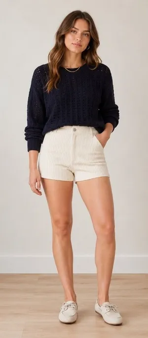 Universal Thread‎ Womens High Rise Sailor Shorts Cream Pinstripe Size 4 NWT thumbnail 1