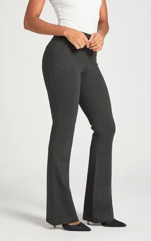 Betabrand Classic Dress Pant Bootcut Pull On Yoga Pant in Charcoal Grey Medium thumbnail 1