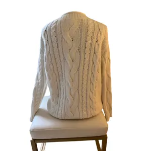 Banana Republic Snow Day Cable Knit Sweater Small Oversized Cream Cotton Wool thumbnail 6