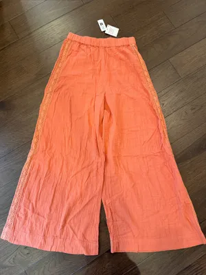 Roxy Apricot Golden Tropics Wide-Leg Pants Size Medium NWT - C72-017 thumbnail 1
