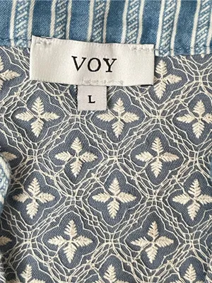 Boho Blue Patterned Short-Sleeve Tunic Top - Lightweight Peasant Style thumbnail 5