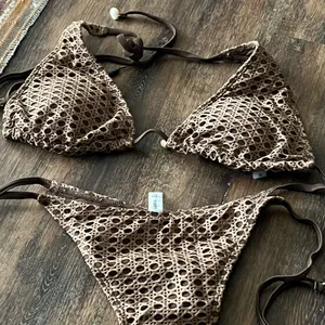 Brown Crochet Bikini Set Size M thumbnail 3