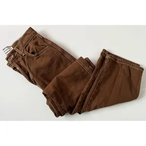 Reformation • Cowboy Straight Chocolate Wash Jeans with White Stitching thumbnail 3