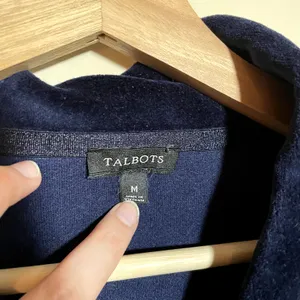 Talbots navy blue velvet cowl neck pullover sweater women's size M‎ cotton rayon thumbnail 3