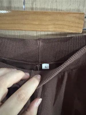 Source Unknown Women’s Wide-Leg Knit Pants in Chocolate Brown Size Large thumbnail 2