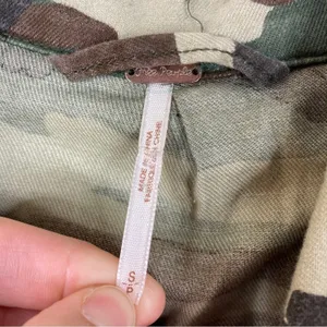 Free People Tan Camouflage Sherpa Jacket Toggle Button Cotton Womens Small thumbnail 6
