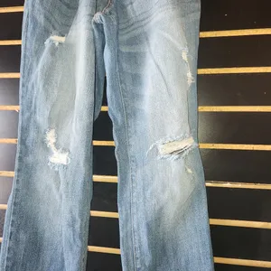 Indigo Blue Women's Light Blue Distressed Overalls Size M #023 thumbnail 3