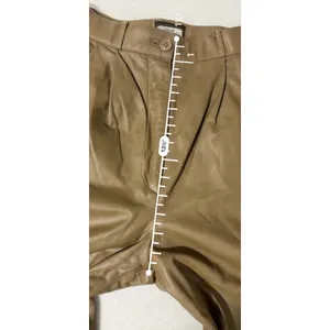 Toffs Vintage Tan Brown 100% Genuine Leather High Waisted Pleated Pants Size 10 thumbnail 8