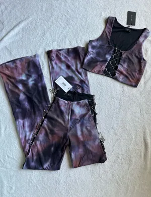 Outcast Clothing 2 Piece Set Zafira Crop Top Abstract Autumn Size L Zafira Pants Abstract Autumn Size M thumbnail 5