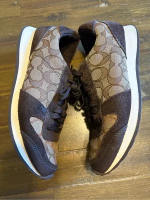 Coach Mason Jacquard Sneakers Suede Signature Monogram CC Canvas Brown Tan thumbnail 6