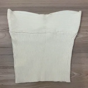 SheIn White ivory Cream Crop Tube Top Ribbed Knit Festival Coachella Y2K Size Small thumbnail 3