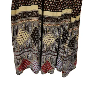 Vintage Sag Harbor Crinkle Tribal Broomstick Pleated A-Line Midi Skirt Large thumbnail 6
