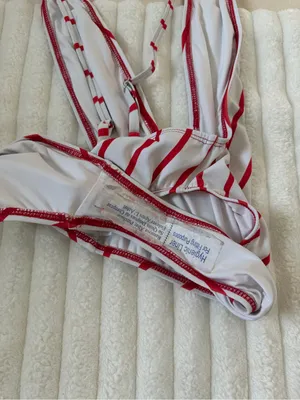 NWOT Dippin’ Daisy’s Red White Stripped Plunge One Piece Bathing Suit thumbnail 7