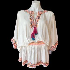 ALTAR’D STATE Bohemian Embroidered Swimsuit Cover Or Blouse Size M NEW thumbnail 4