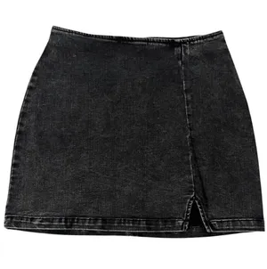 Gray denim mini skirt. thumbnail 1