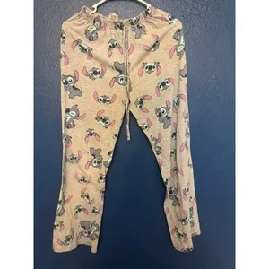 Disney Lilo & Stitch Pajama Pants Gray All Over Print Lounge Bottoms‎ S (B) thumbnail 2