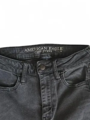 American Eagle Black Ripped Jegging 0L Super Stretch X  thumbnail 3