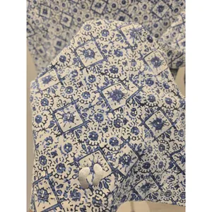 ​Hang Ten Large Blue White Mosaic Tile Long Sleeve Sun Shirt Back Zip Pocket L thumbnail 4
