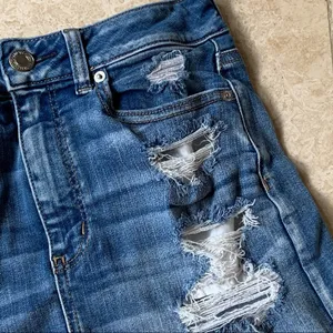 American Eagle Distressed Stretch Denim Skirt 6 thumbnail 3