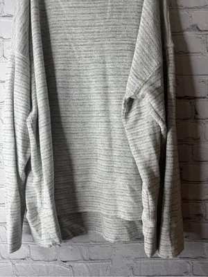 Aerie Light Gray Striped Knit Crewneck Sweater large thumbnail 3