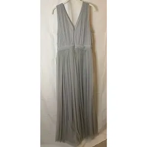 NWT Lulus How Charming Light Grey Swiss Dot Sheer Overlay Maxi Dress sz. 1X thumbnail 5