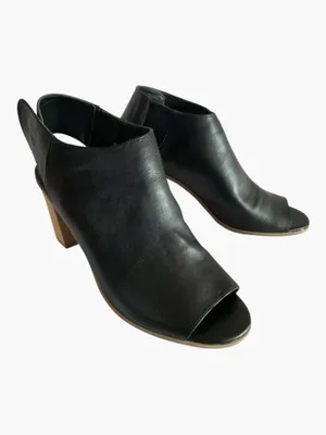 Mossimo Supply Co Black Leather Open Toe Sandal Thick Back Strap with Block Heel Size 10 thumbnail 5