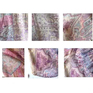 Ruffled Knotted Crop Top Blouse Medium Paisley Abstract Gold Color … thumbnail 11