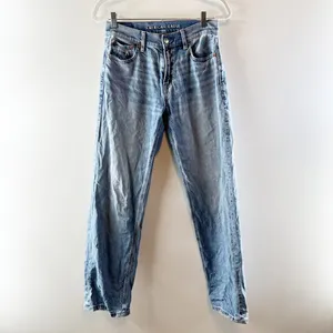American Eagle AE Ex Boyfriend High Waisted Denim Straight Leg Jeans Blue 00 thumbnail 2