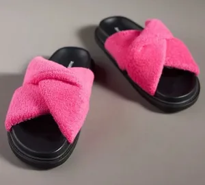 Anthropologie Maeve Terry Pink Criss Cross Slide Sandals Women’s Shoe Size 6 thumbnail 1