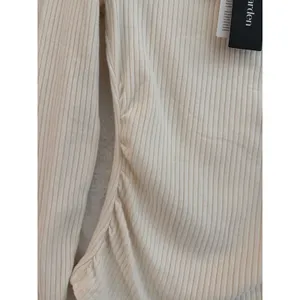 PrettyGarden Ribbed Cowl Neck Top Women Small Cream Long Sleeve Ruched Side NWT thumbnail 3