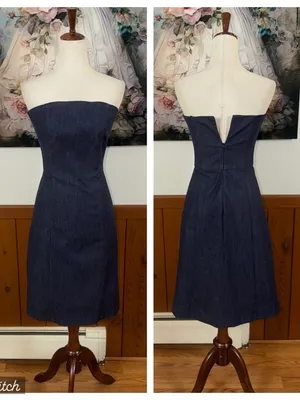 Fabulous New Vintage 90s Ann Taylor Chambray Denim Strapless Dress thumbnail 2