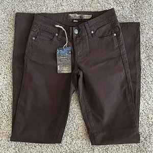 Paige NWT Chocolate Brown Verdugo Denim Jeggings Pants **Size 24** 🌸🌸 thumbnail 1