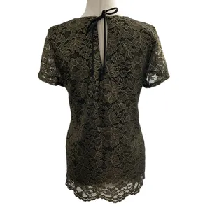 Banana Republic Women Size Small Lace Black Metallic Gold Shirt Top (17-693) thumbnail 2